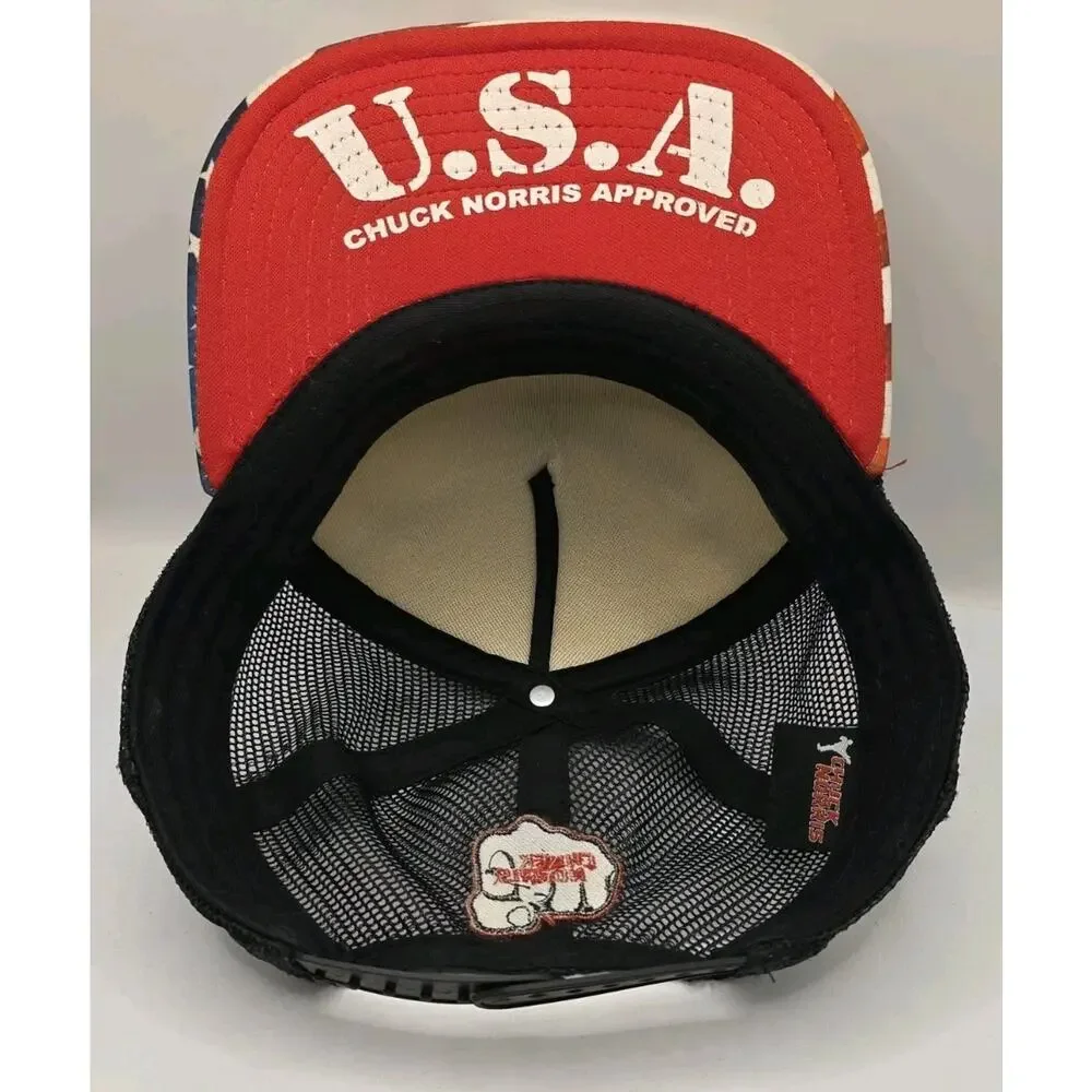 Chuck Norris Approved BioWorld  Trucker Hat‎ Snapback Cap USA Flag Mesh